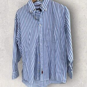 Tommy Hilfiger Button Down Shirt Men L 16 32/33 Multicolor Striped LS